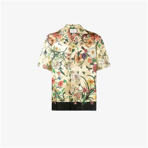 gucci flowers shirt|gucci silk floral shirt.